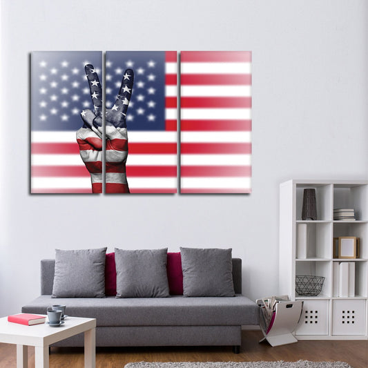 Peace American Flag Multi Panel Canvas Wall Art