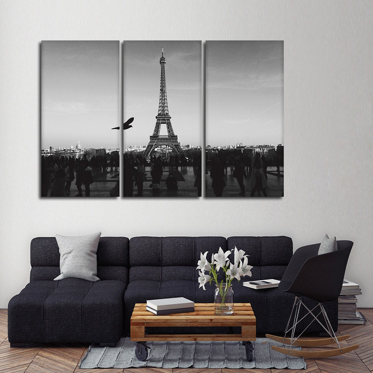 Moody Eiffel Tower Multi Panel Canvas Wall Art