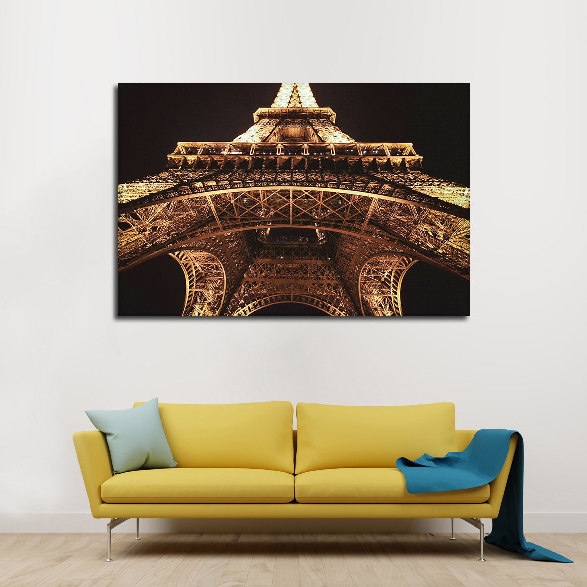 Illuminated Eiffel Tower Multi Panel Canvas Wall Artr