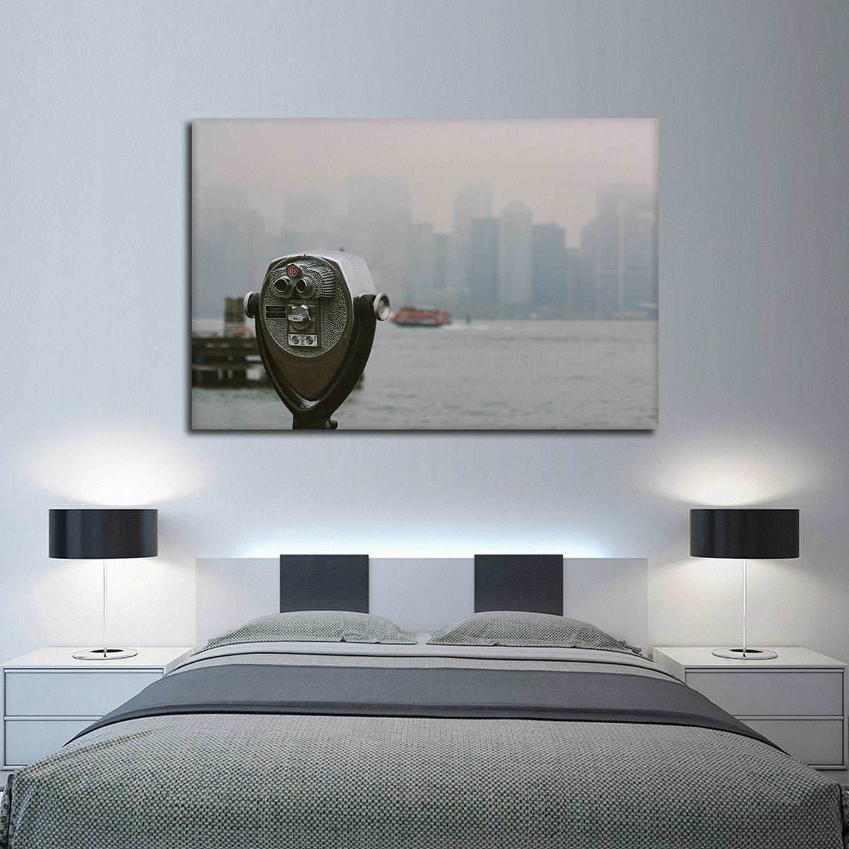 Binoculars Over NYC Multi Panel Canvas Wall Art