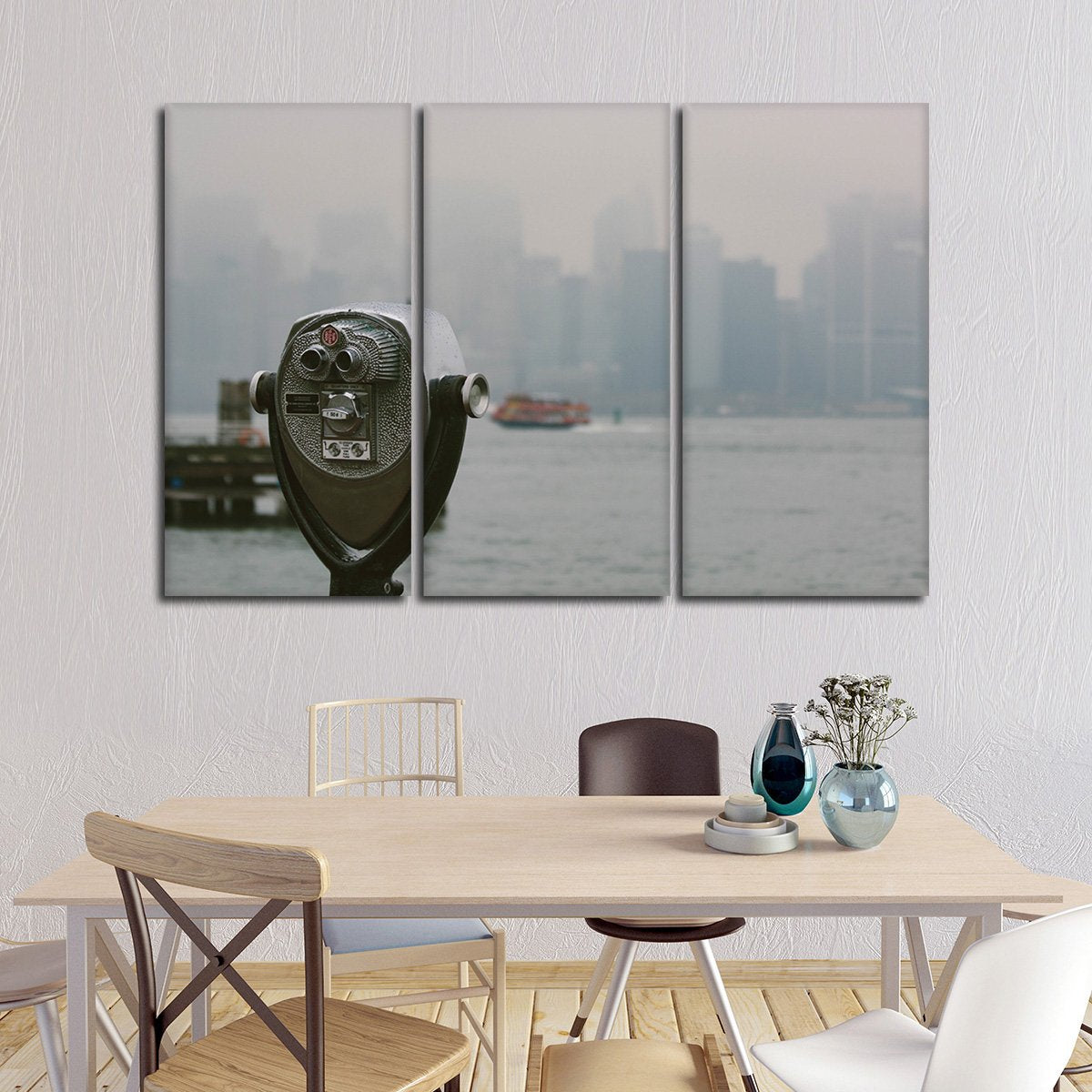 Binoculars Over NYC Multi Panel Canvas Wall Art