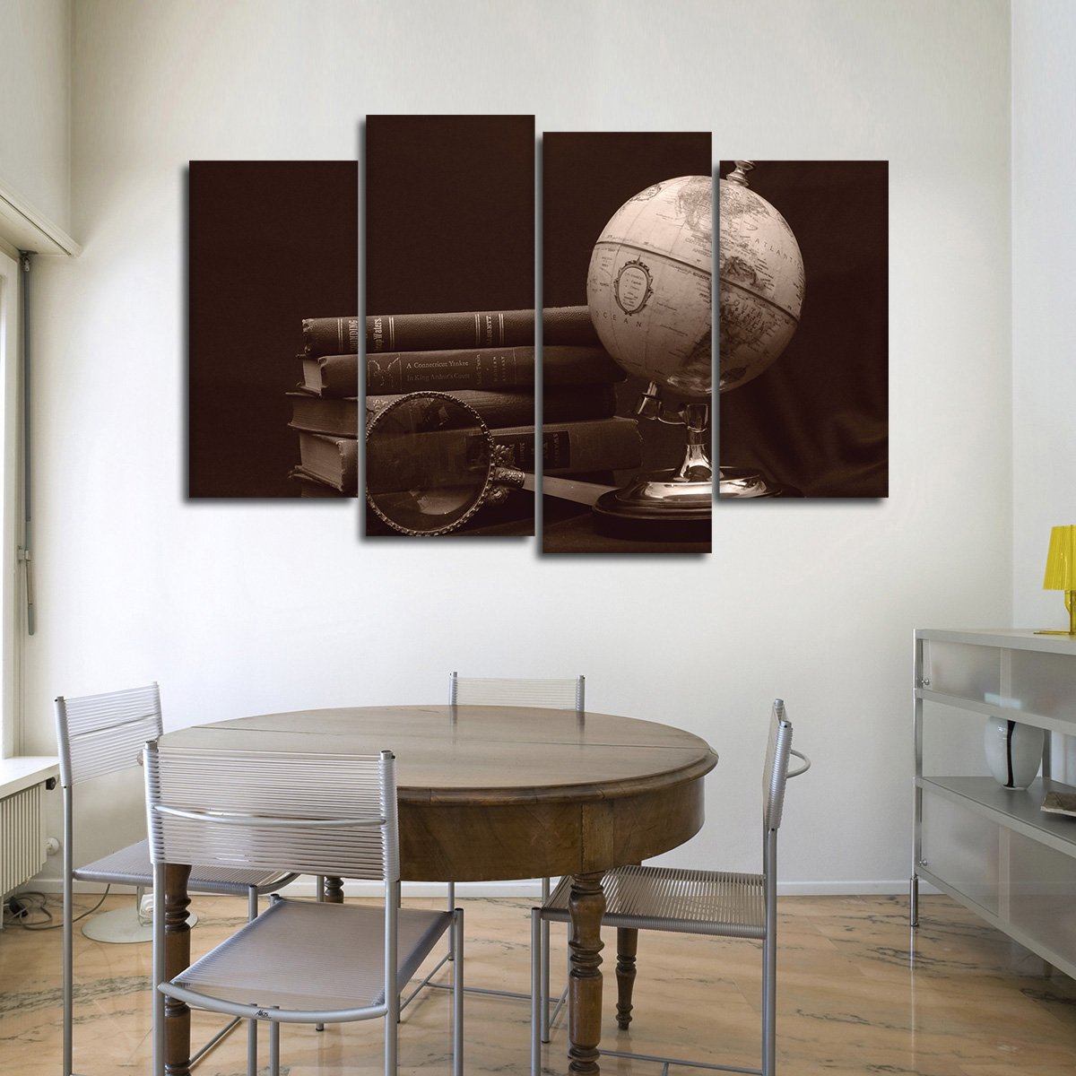 Sepia Globe Multi Panel Canvas Wall Art