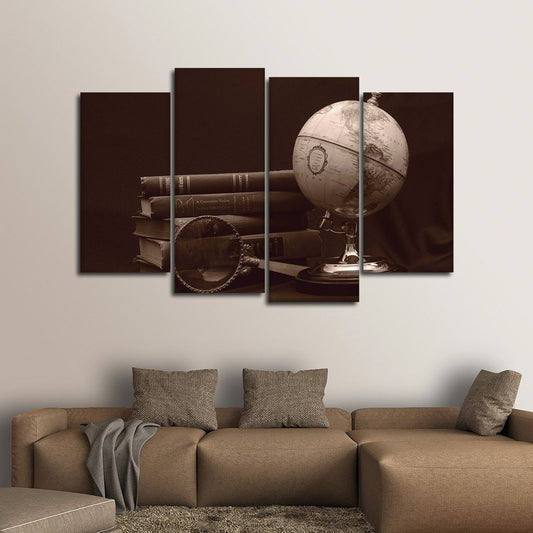 Sepia Globe Multi Panel Canvas Wall Art