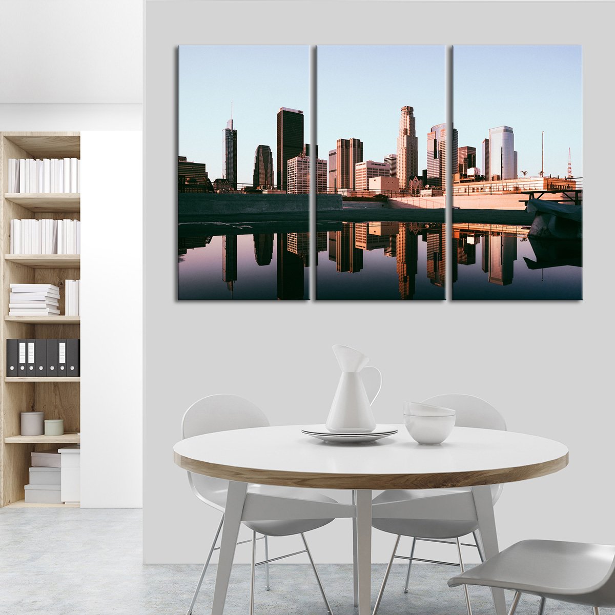 Los Angeles Skyline Reflection Multi Panel Canvas Wall Art