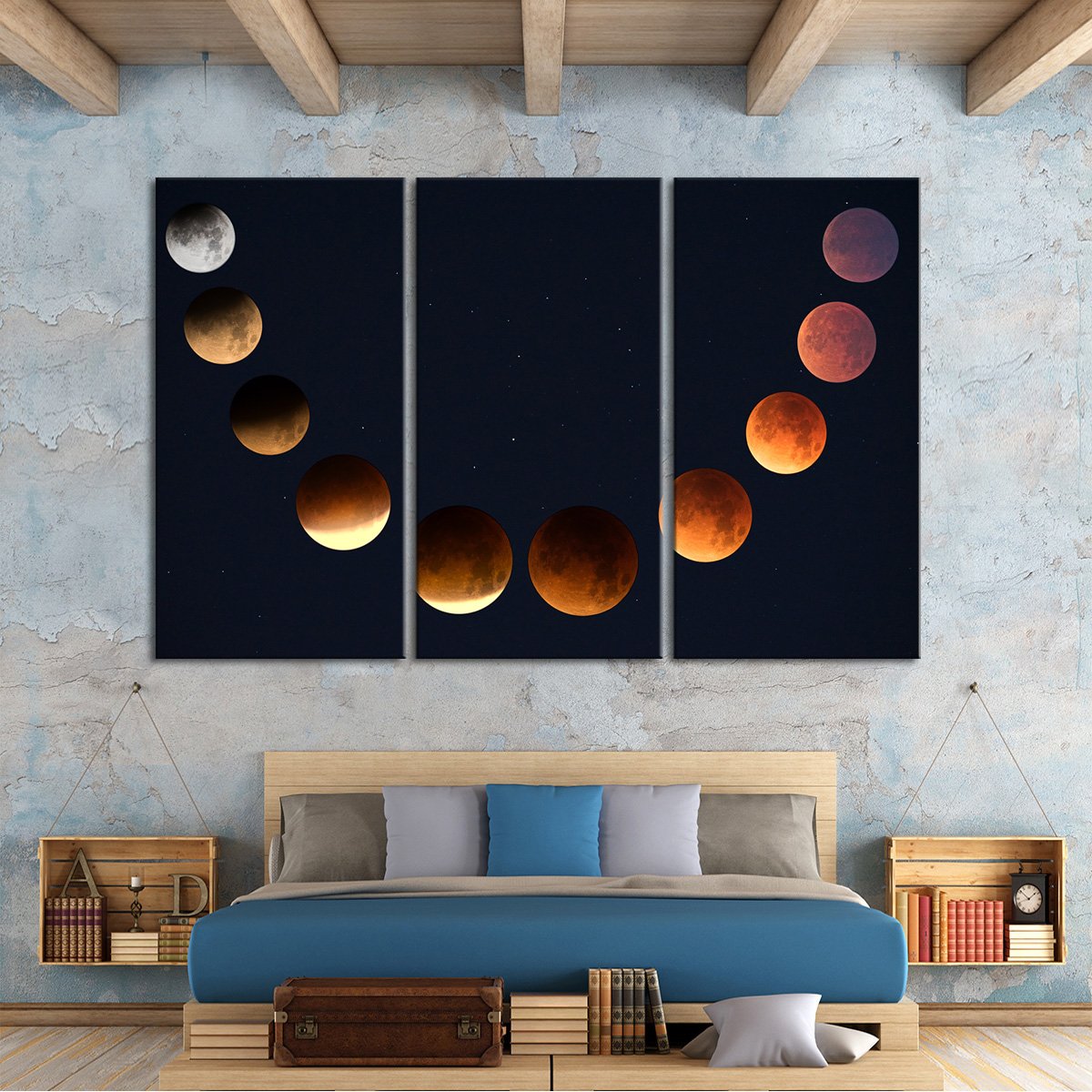 Lunar Cycle Phase Multi Panel Canvas Wall Art