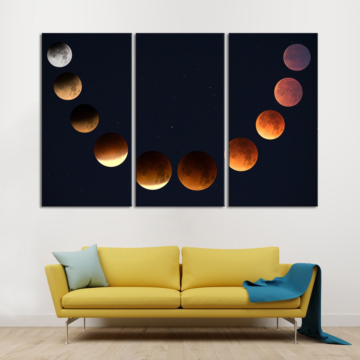 Lunar Cycle Phase Multi Panel Canvas Wall Art