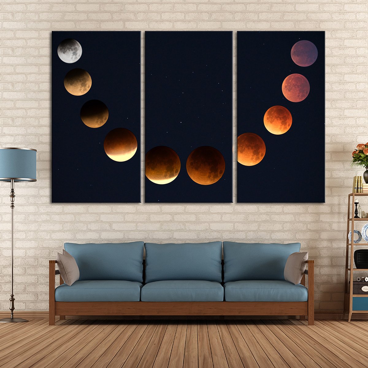 Lunar Cycle Phase Multi Panel Canvas Wall Art