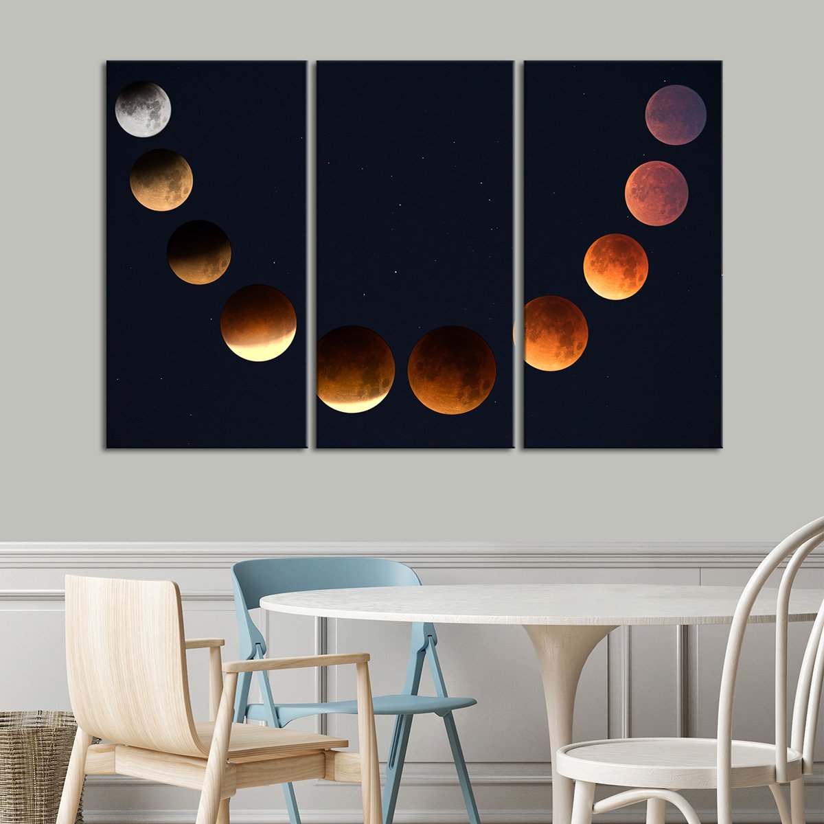 Lunar Cycle Phase Multi Panel Canvas Wall Art