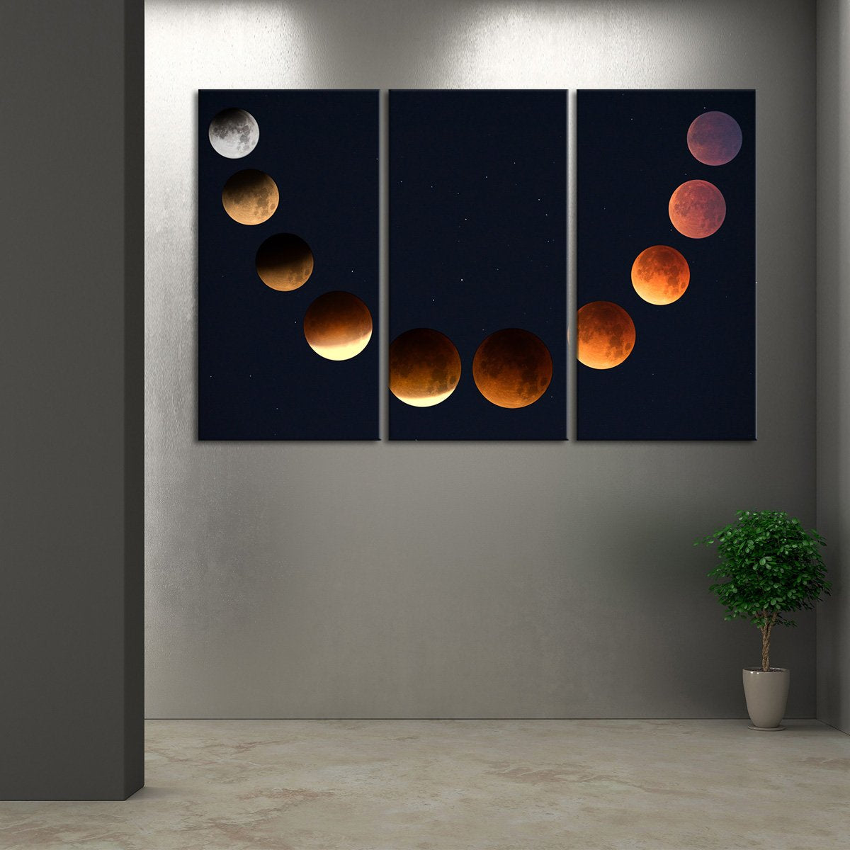Lunar Cycle Phase Multi Panel Canvas Wall Art