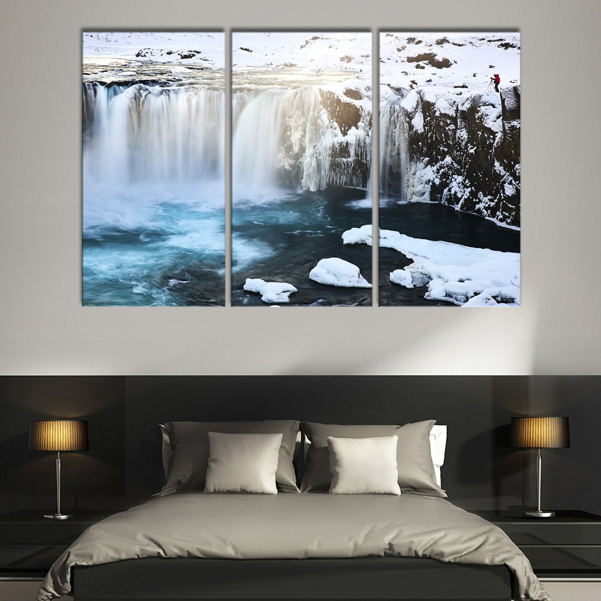 Alaskan Snowy Waterfall Multi Panel Canvas Wall Art