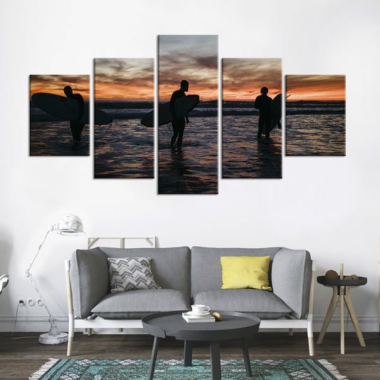 Santa Monica Surfers Multi Panel Canvas Wall Art