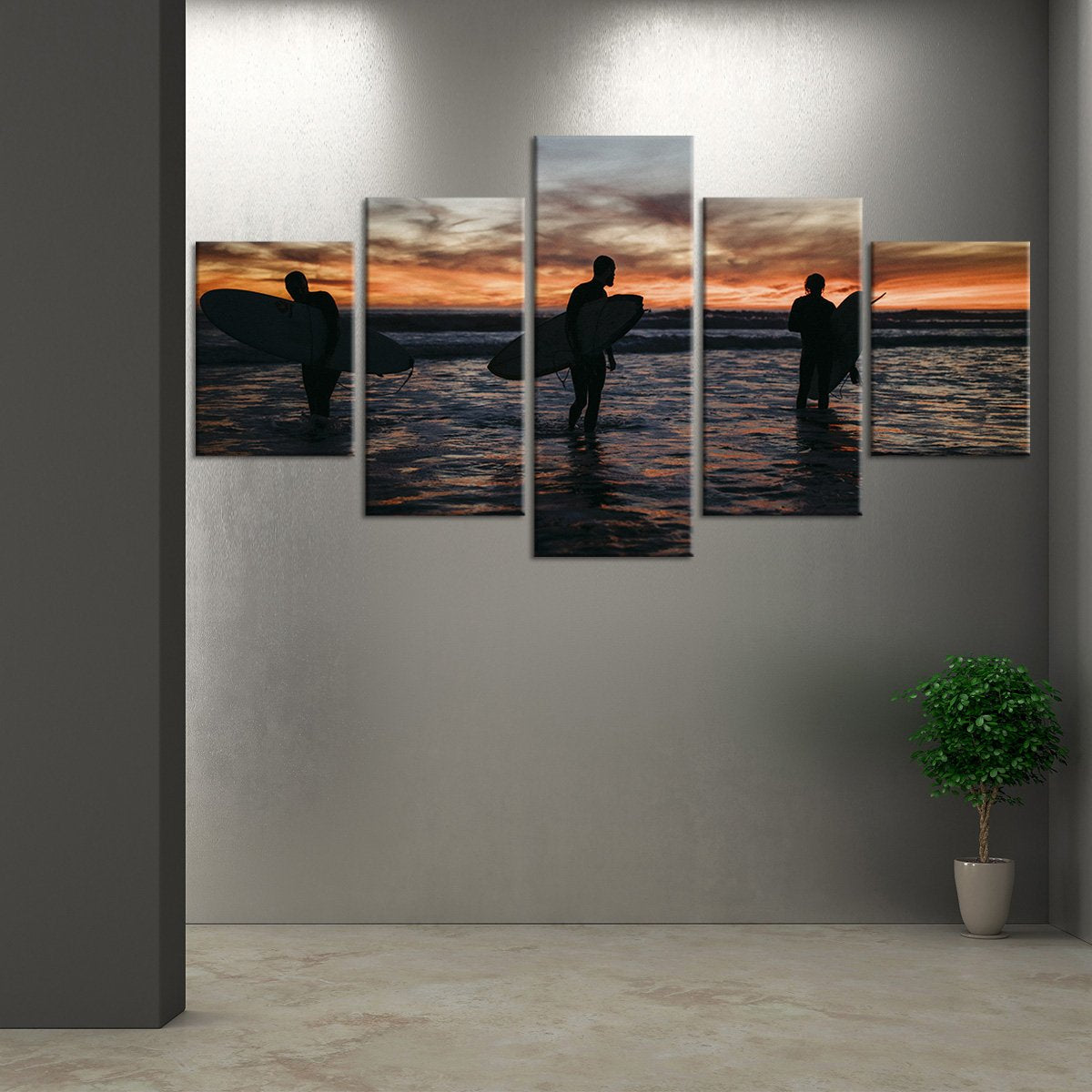 Santa Monica Surfers Multi Panel Canvas Wall Art
