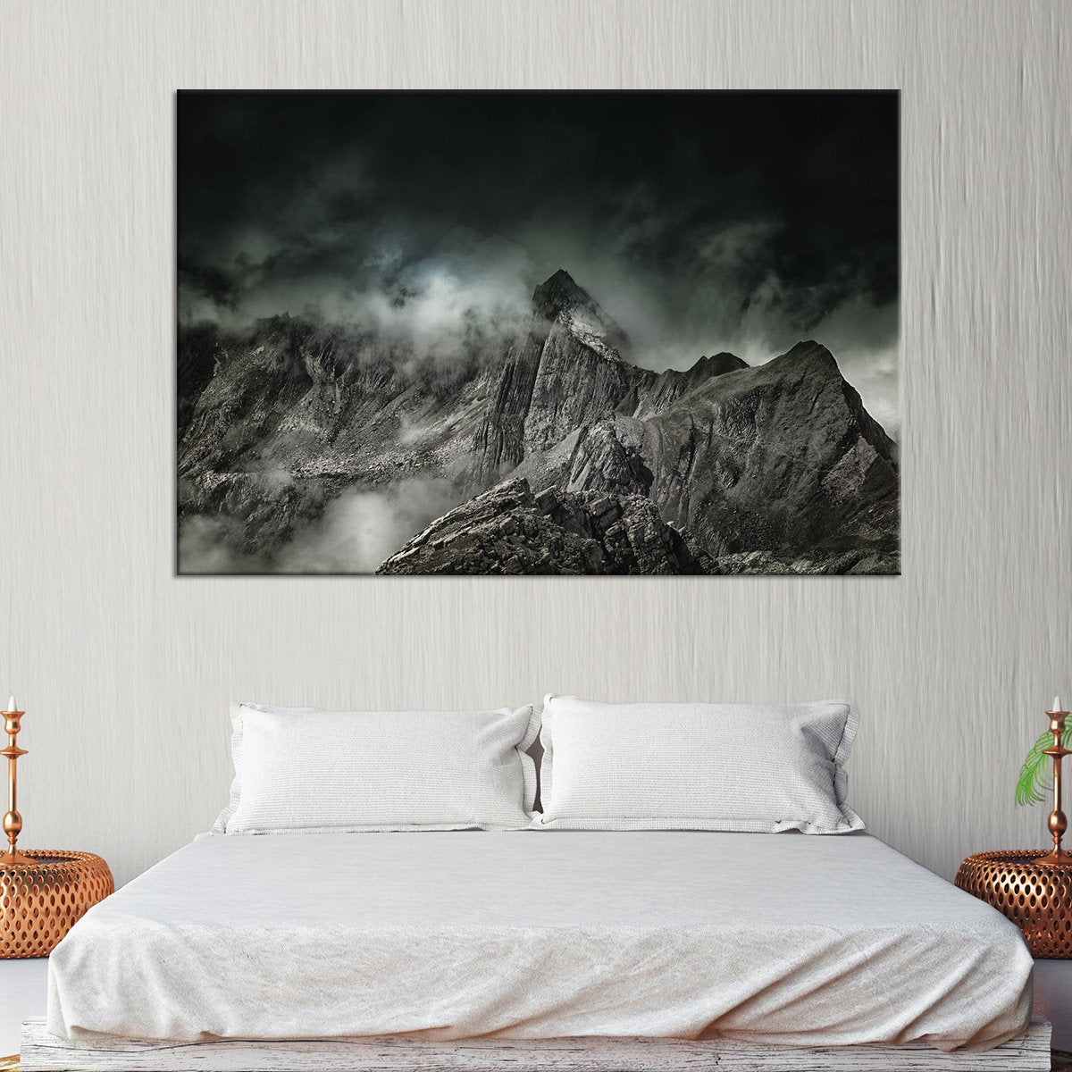 Foggy Mountain Peak Multi Panel Canvas Wall Art