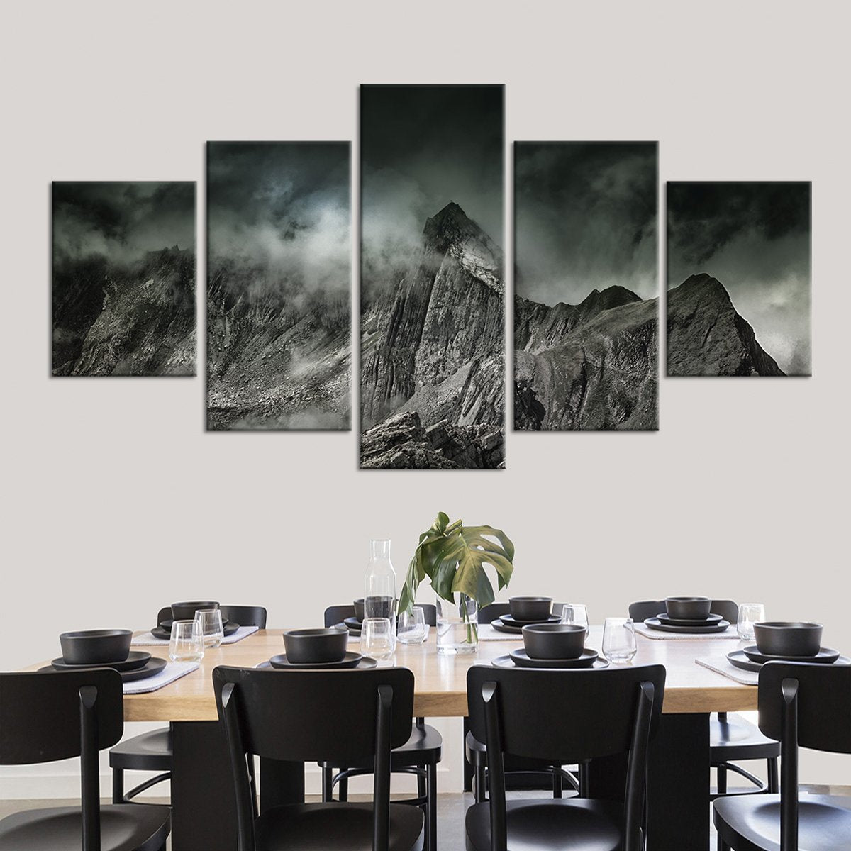 Foggy Mountain Peak Multi Panel Canvas Wall Art