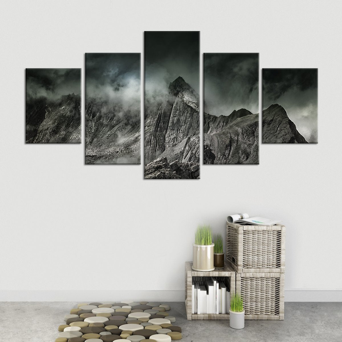 Foggy Mountain Peak Multi Panel Canvas Wall Art