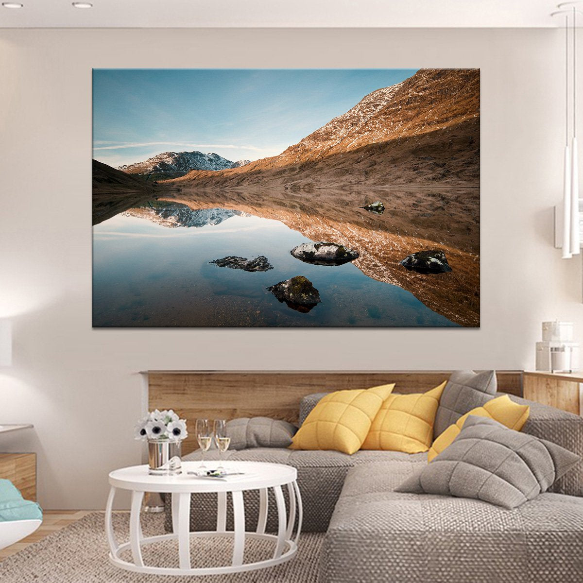 Clear Mountain Reflection Multi Panel Canvas Wall Art