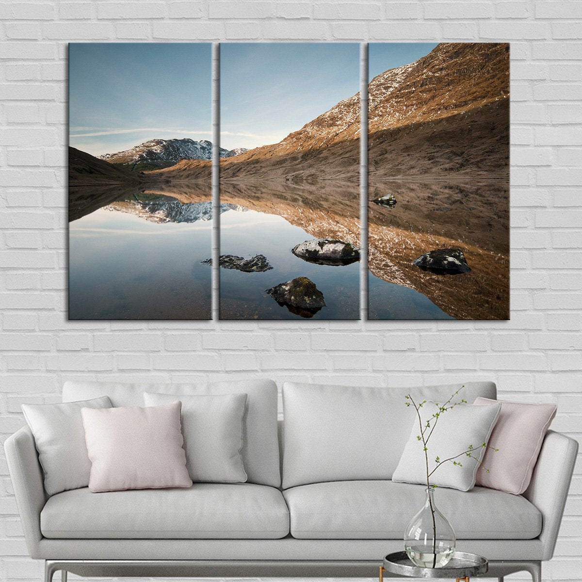 Clear Mountain Reflection Multi Panel Canvas Wall Art