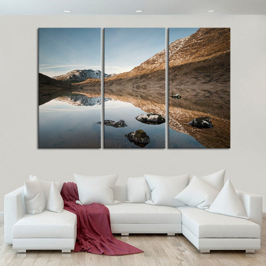 Clear Mountain Reflection Multi Panel Canvas Wall Art