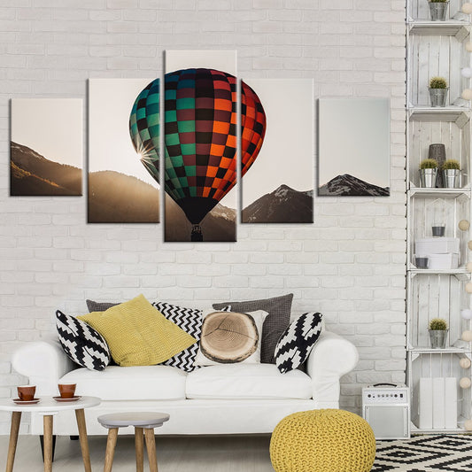 Sunrise Balloon Ride Multi Panel Canvas Wall Art