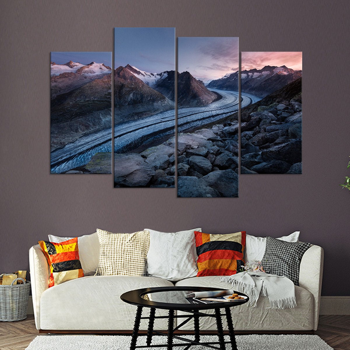 Winding Road At Sunset Multi Panel Canvas Wall Art