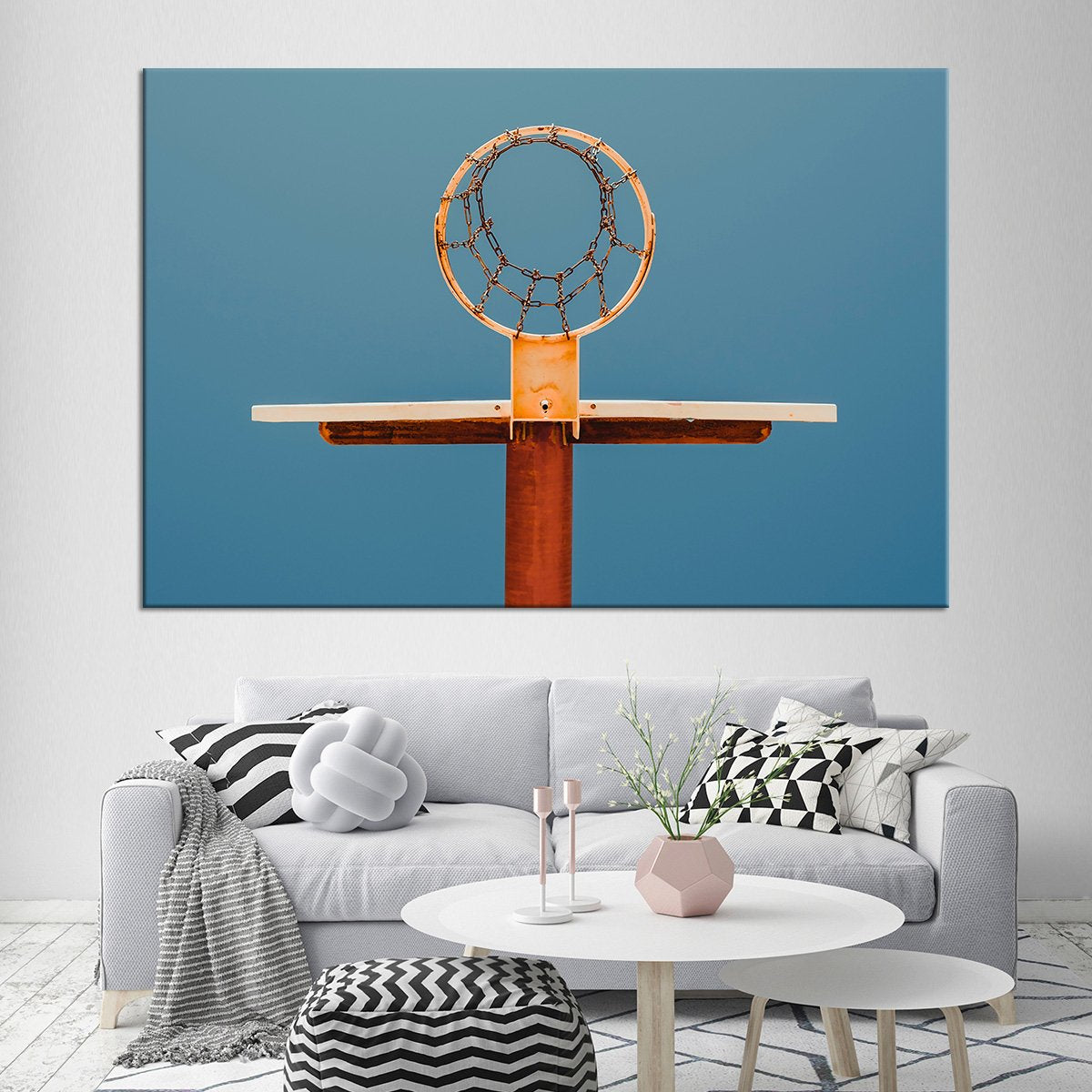 Basketball Hoop View Multi Panel Canvas Wall Art