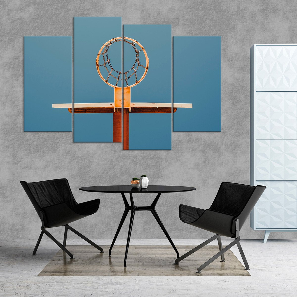 Basketball Hoop View Multi Panel Canvas Wall Art