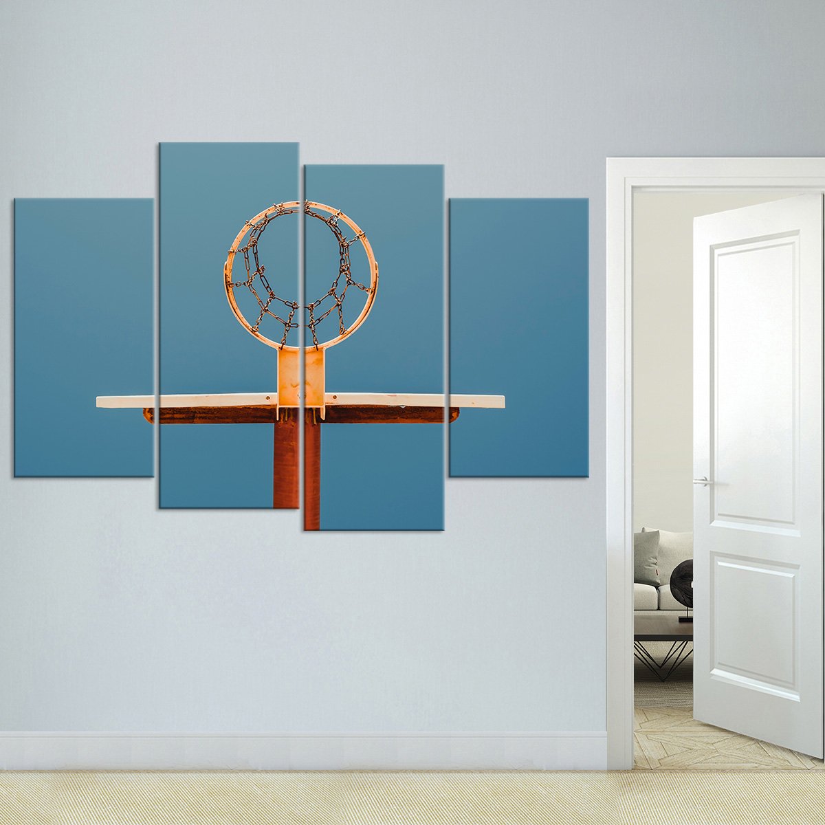 Basketball Hoop View Multi Panel Canvas Wall Art