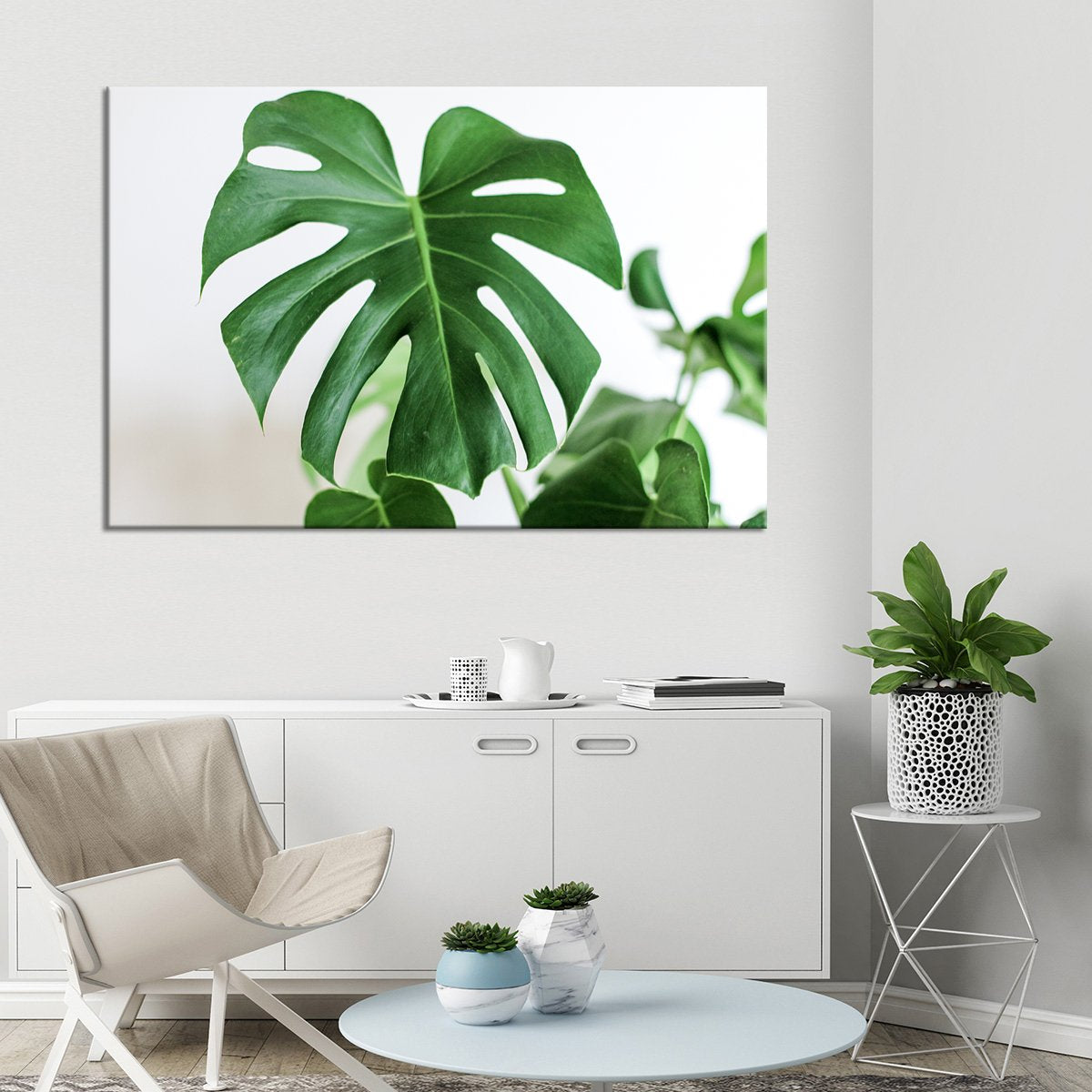 Beautiful Monstera Leaf Multi Panel Canvas Wall Art