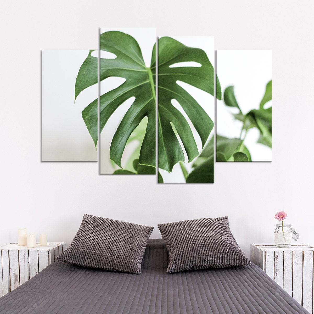 Beautiful Monstera Leaf Multi Panel Canvas Wall Art