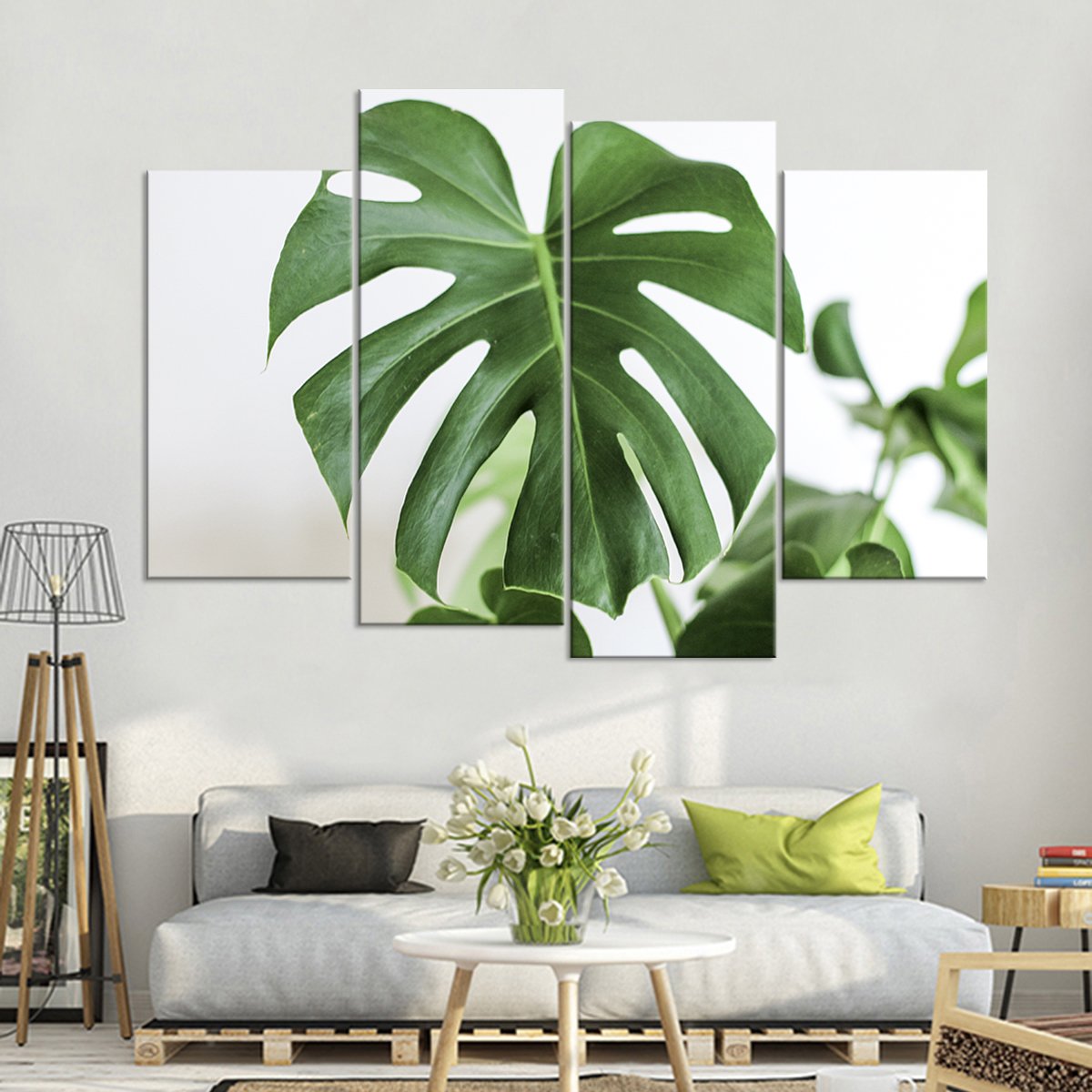 Beautiful Monstera Leaf Multi Panel Canvas Wall Art