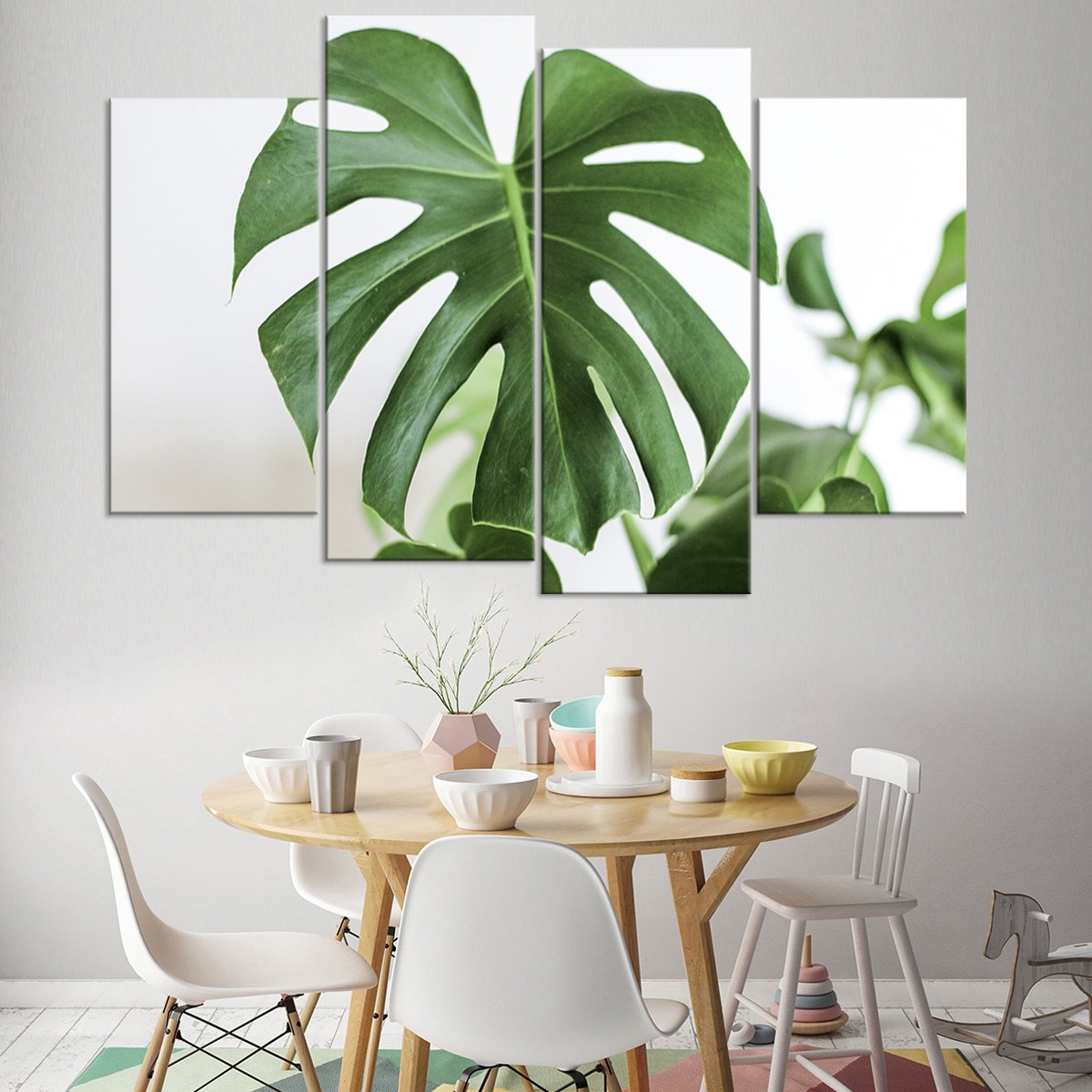 Beautiful Monstera Leaf Multi Panel Canvas Wall Art