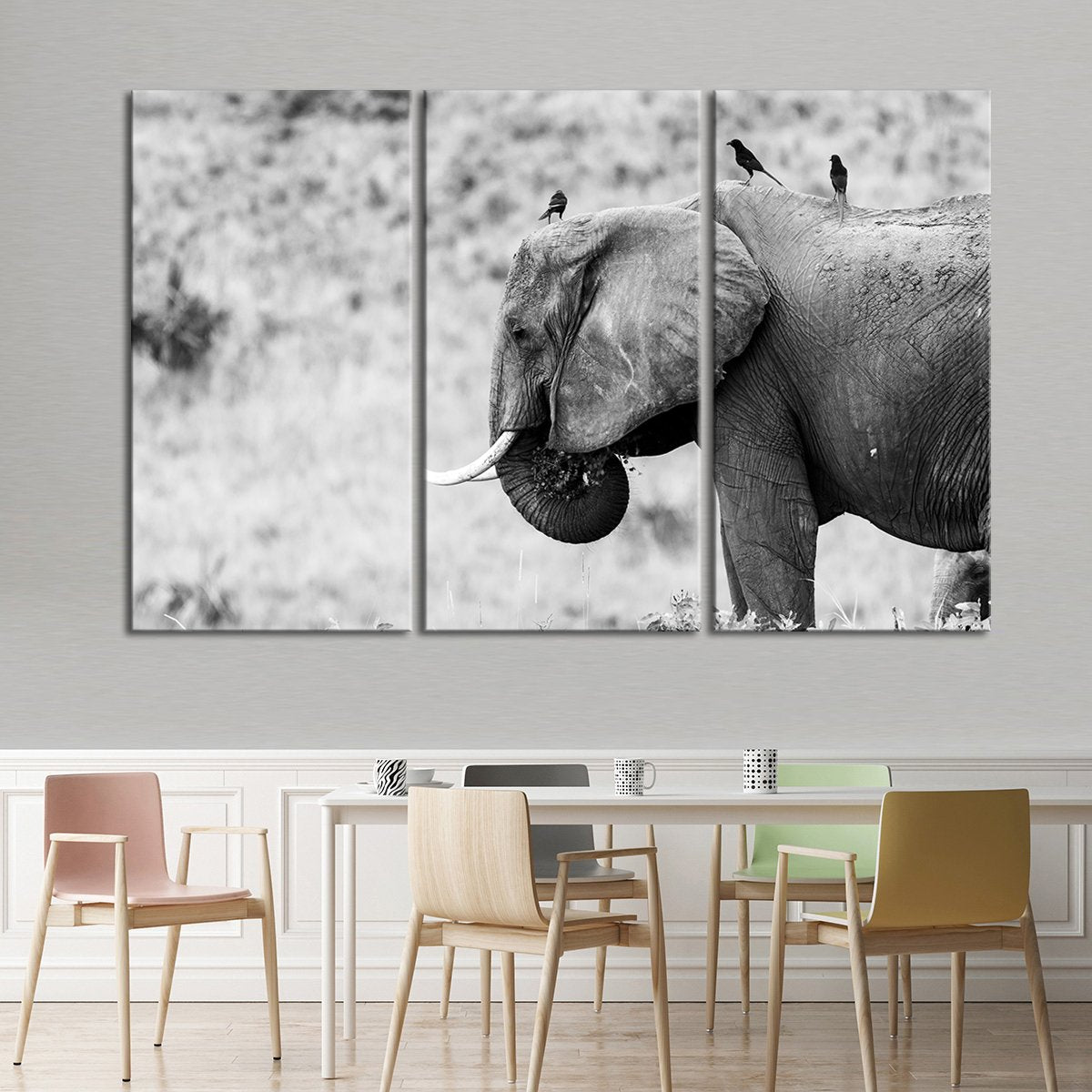 Elephant And Friends Multi Panel Canvas Wall Art