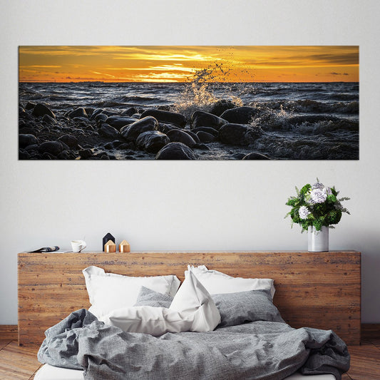 Sunset Against The Rocks Multi Panel Canvas Wall Art