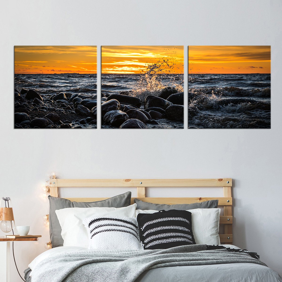 Sunset Against The Rocks Multi Panel Canvas Wall Art