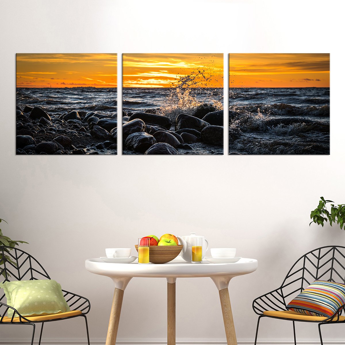 Sunset Against The Rocks Multi Panel Canvas Wall Art