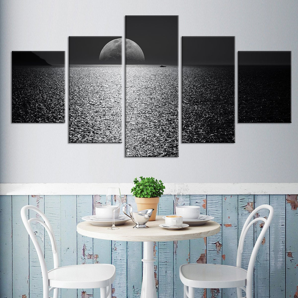 Moon On The Horizon Multi Panel Canvas Wall Art