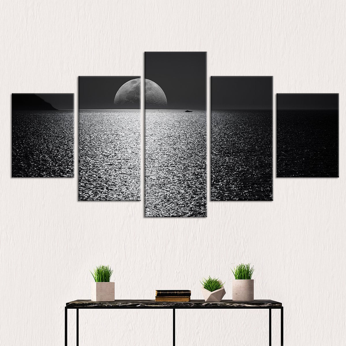 Moon On The Horizon Multi Panel Canvas Wall Art