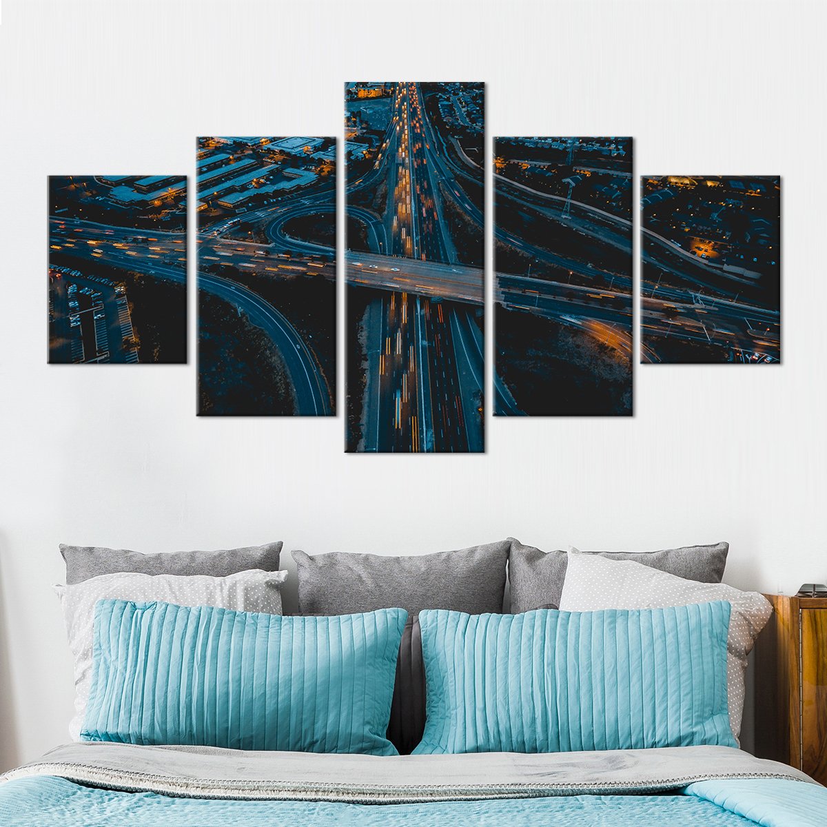 City Traffic Glimpse Multi Panel Canvas Wall Art