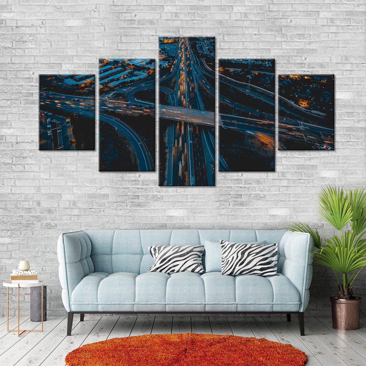 City Traffic Glimpse Multi Panel Canvas Wall Art