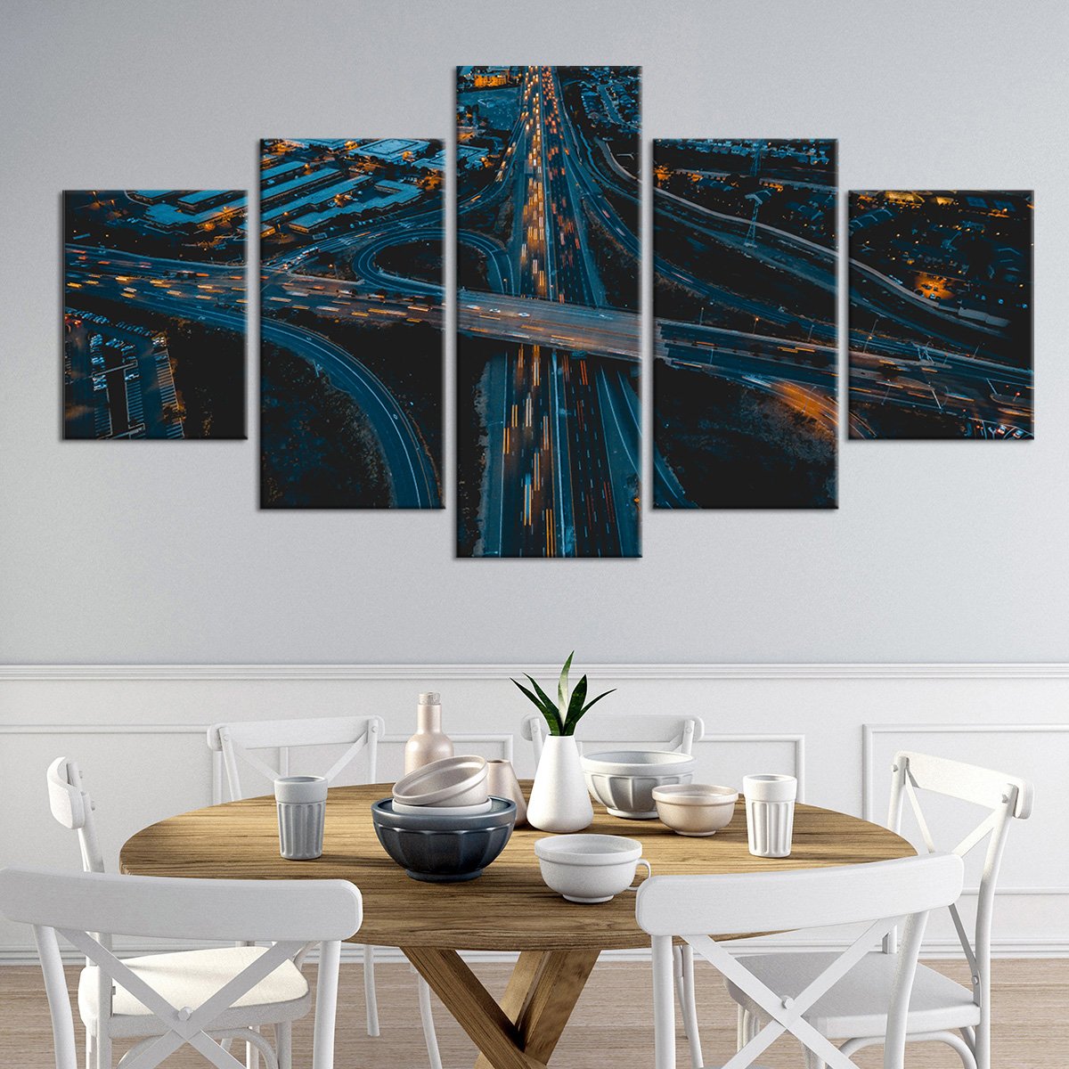 City Traffic Glimpse Multi Panel Canvas Wall Art