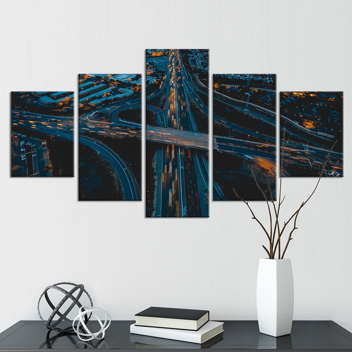 City Traffic Glimpse Multi Panel Canvas Wall Art