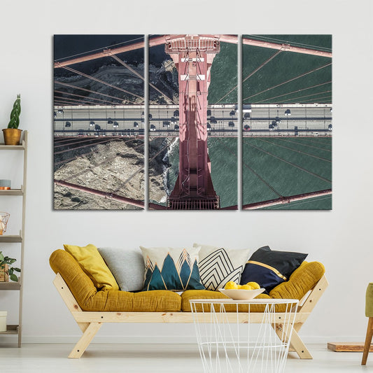 Golden Gate Bridge Aerial View Multi Panel Canvas Wall Art