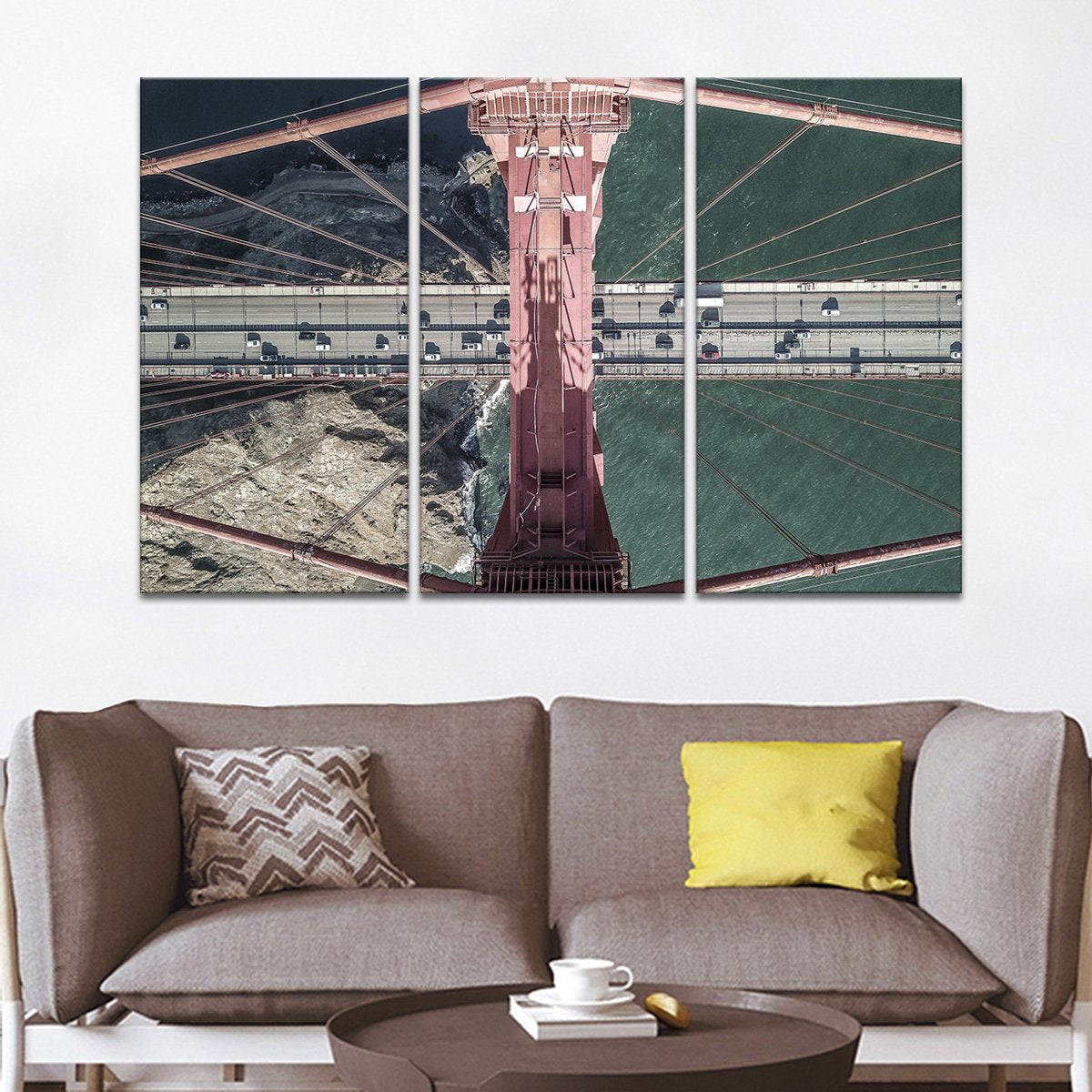 Golden Gate Bridge Aerial View Multi Panel Canvas Wall Art