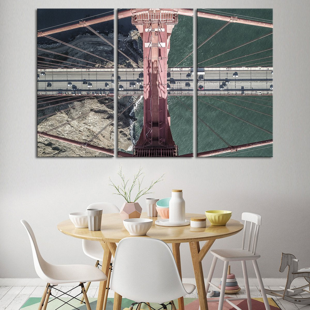 Golden Gate Bridge Aerial View Multi Panel Canvas Wall Art