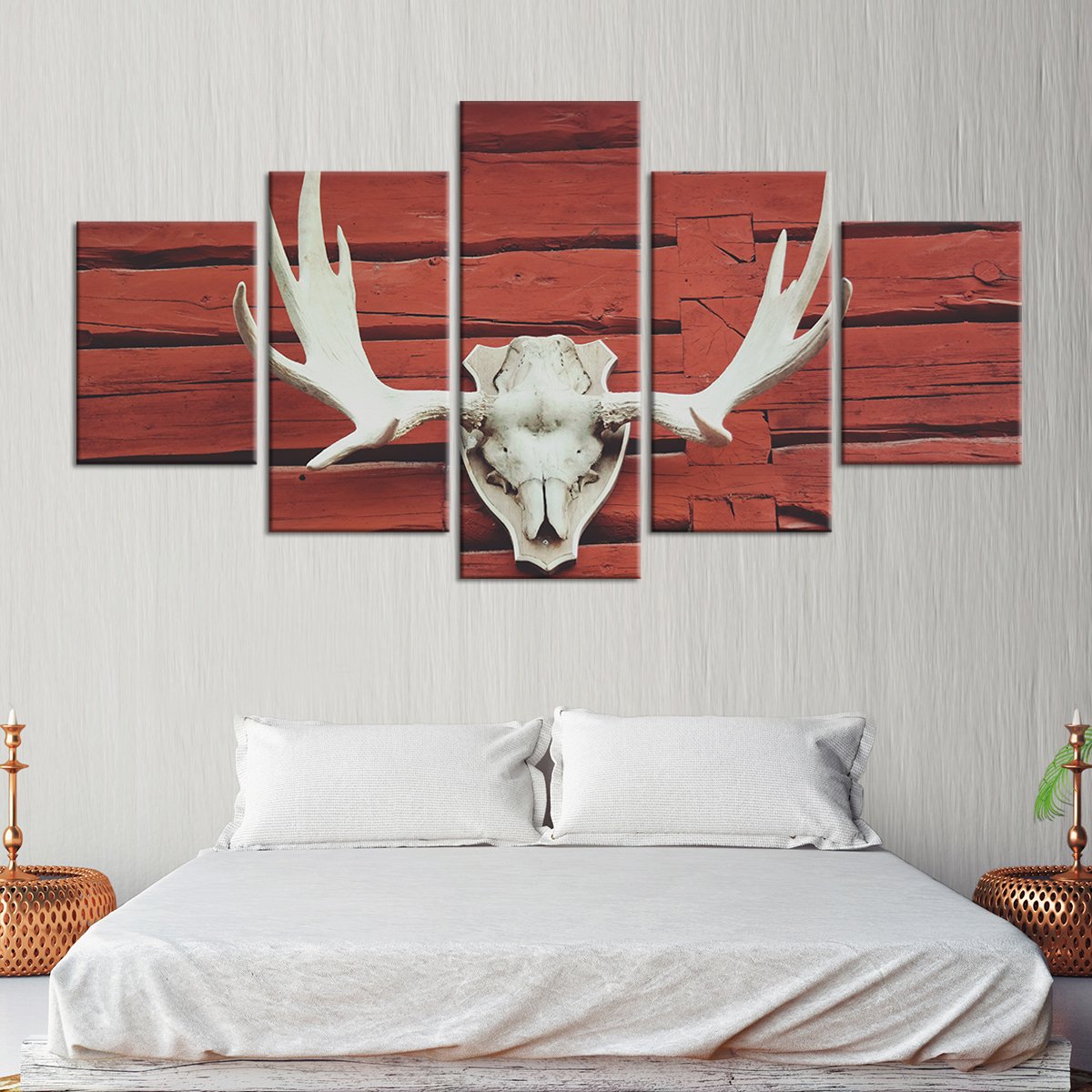 Antlers At The Barn Multi Panel Canvas Wall Art