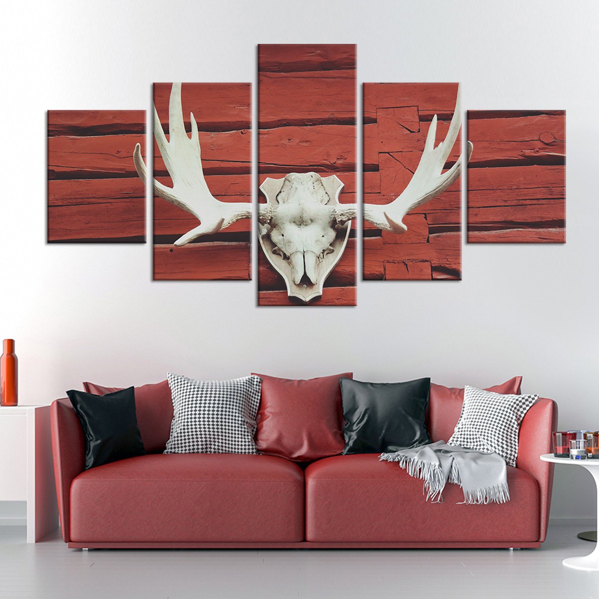 Antlers At The Barn Multi Panel Canvas Wall Art