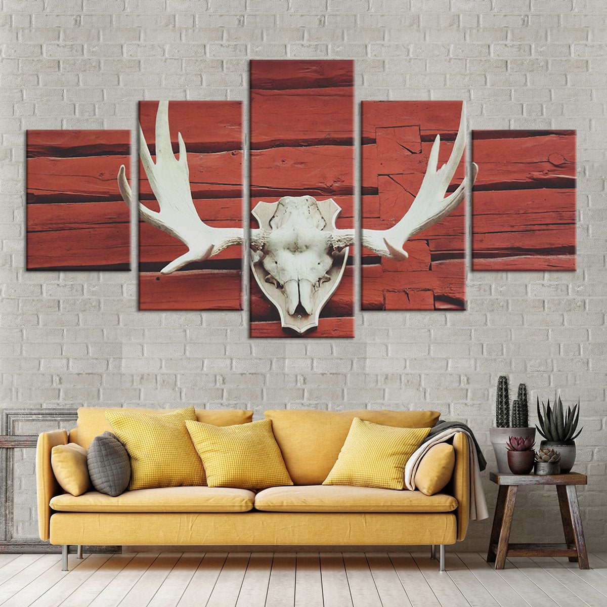 Antlers At The Barn Multi Panel Canvas Wall Art