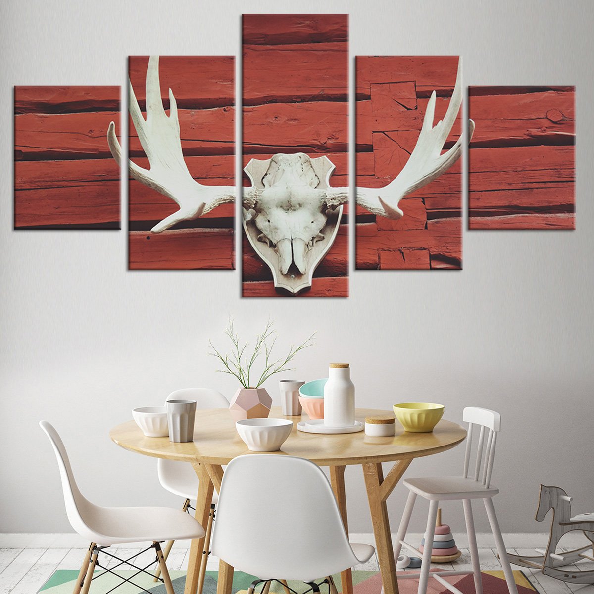 Antlers At The Barn Multi Panel Canvas Wall Art