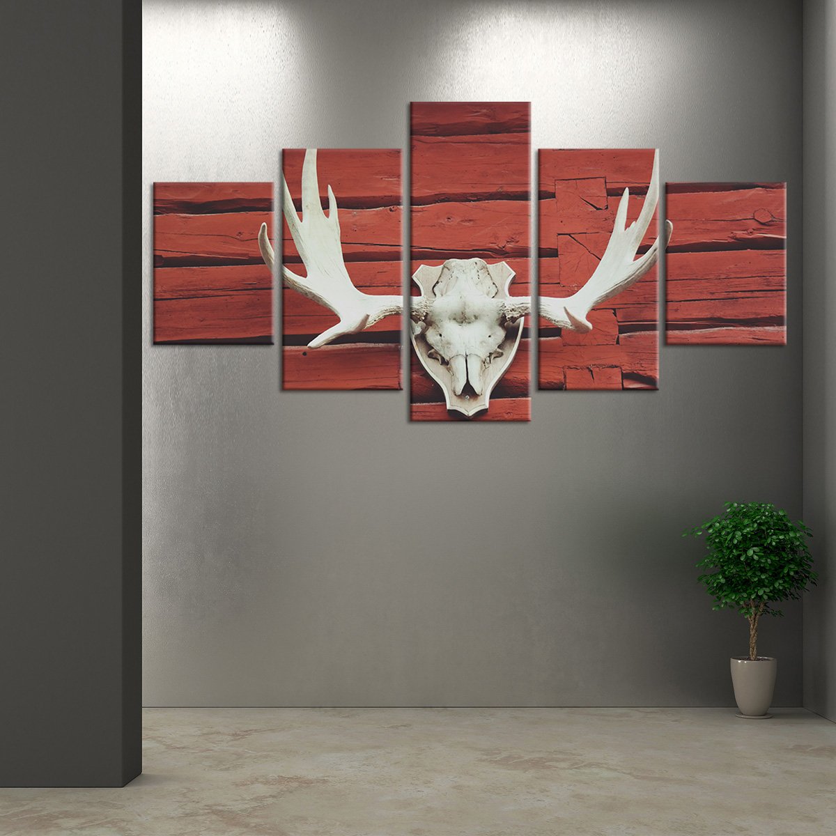 Antlers At The Barn Multi Panel Canvas Wall Art