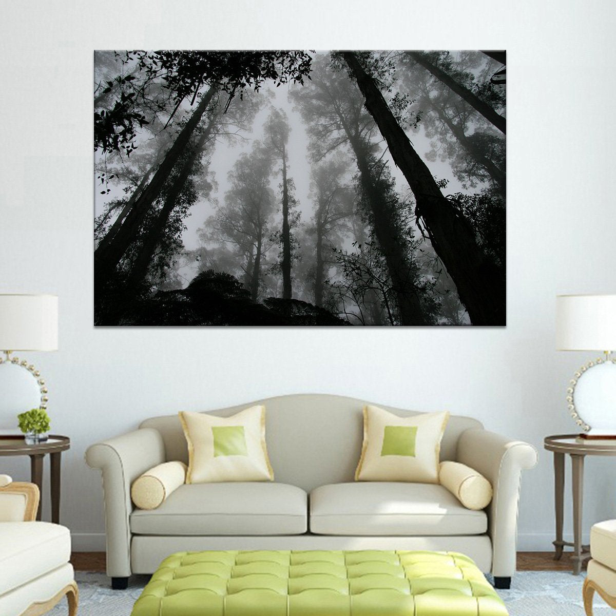 Fog Covering The Forest Multi Panel Canvas Wall Art